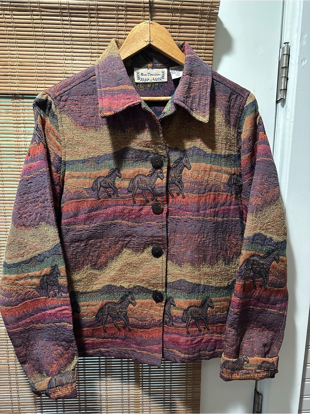Vintage New Direction Horse Western AOP Tapestry Jacket Size Small